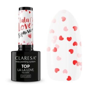 Claresa Top No Wipe LA LA LOVE 5 g – transparentný top so srdiečkami