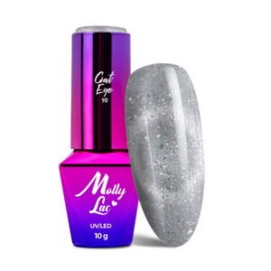 Gél lak Molly Lac Cat Eye Foxy Eyes 550 Silver Grey 10 g – magnetický Cat Eye efekt