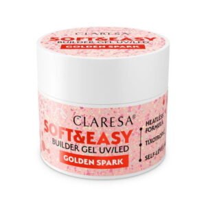 Claresa Soft&Easy Golden Spark 12 g – stavebný gél na nechty zlatý trblietavý, samonivelačný